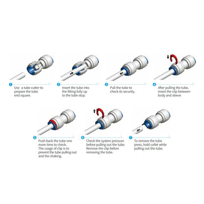 NeoFit - Acetal Natural White Reducing Union Connector- 1/2"tube OD x 3/8"tube OD