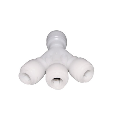 NeoFit Acetal Natural White Three Way Divider 1/2" tube x 3/8" tube
