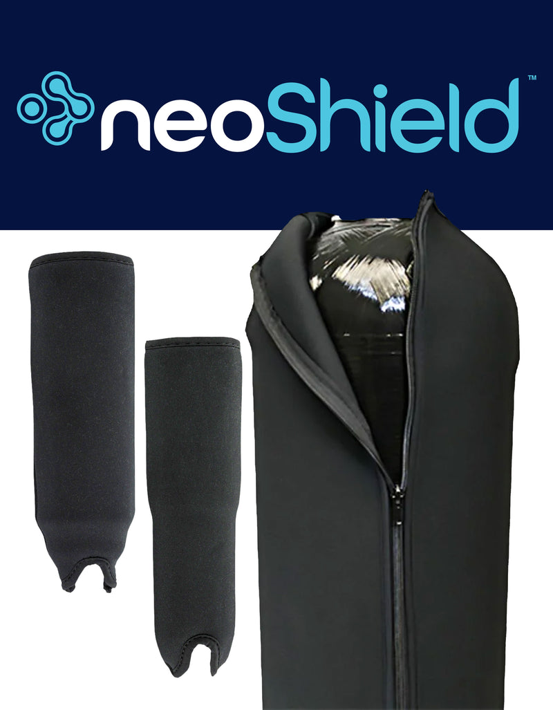 neo™ Neoprene Coverings with zipper and two black spindown sleeves, featuring the neoShield logo.