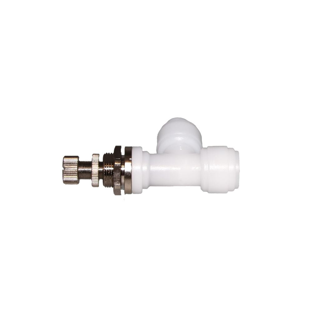 NeoFit - Acetal Natural White Flow Control Elbow Bulkhead 1/4" tube