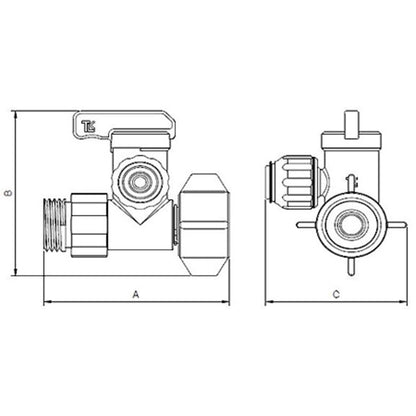 Twistloc AVA-6754 Angle Stop Adapter Valve 1/2 x 1/2 x 1/4