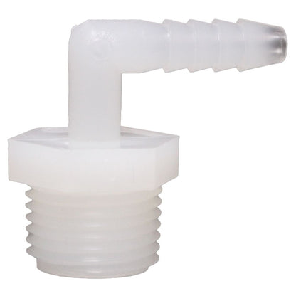 Male Elbow Barb x Male NPT - 3/8" HB x 3/8" MNPT - Natural Nylon