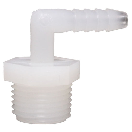 Male Elbow Barb x Male NPT - 3/8" HB x 3/8" MNPT - Natural Nylon