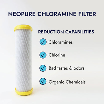 Neo-Pure CHLM-2510 9-7/8" x 2-1/2" Chloramine Carbon Block Filter 1 micron