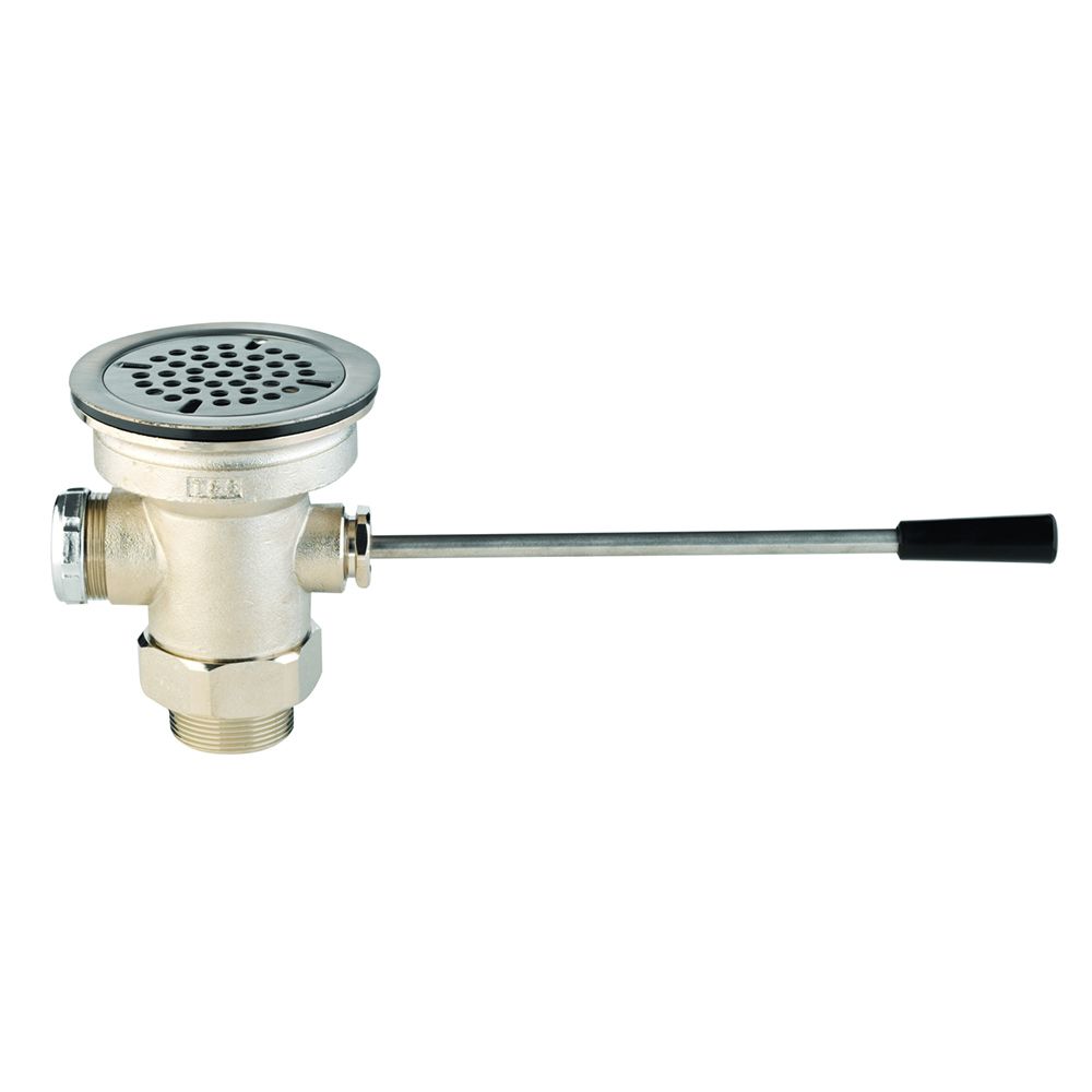 T&S Brass B-3960-01 Lever Waste Valve w/ Overflow Assy, 3" Sink Open, 2 x 1-1/2 Adapter