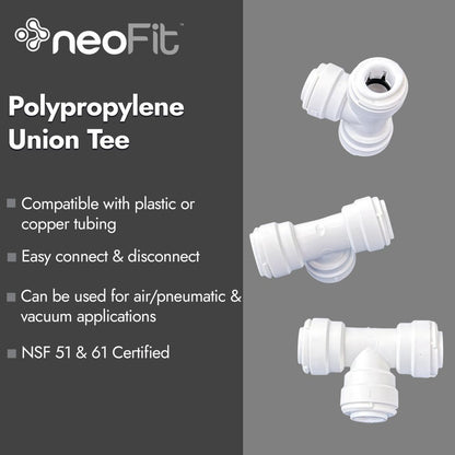 NeoFit - Polypropylene Natural White Union Tee- 3/8" tube OD