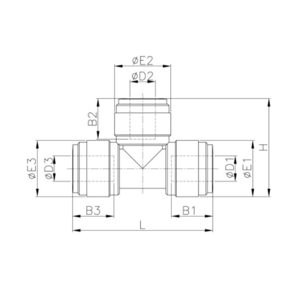 NeoFit - Acetal Natural White Union Tee 4mm[5/32"] tube