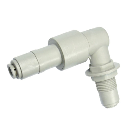 DMfit Stop Quick Connect Bulkhead Union Elbow - 1/4 x 1/4