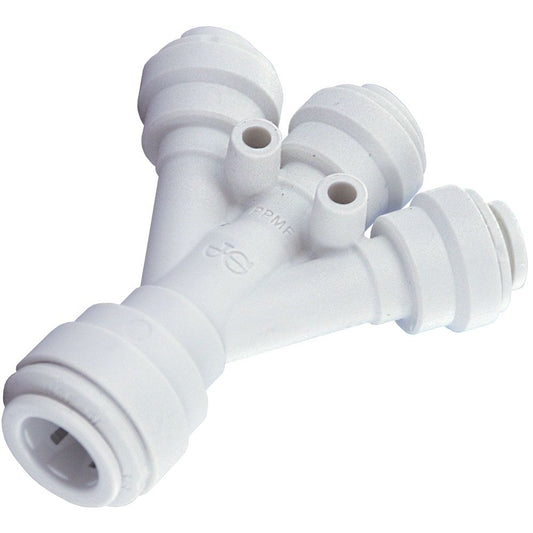 John Guest Three Way Divider Polypro  - 3/8 Inlet x 1/4 Outlets