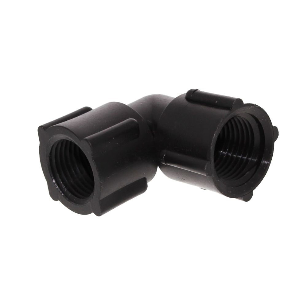 Female Elbow 1/2 FNPT x 1/2 FNPT - Black Polypropylene