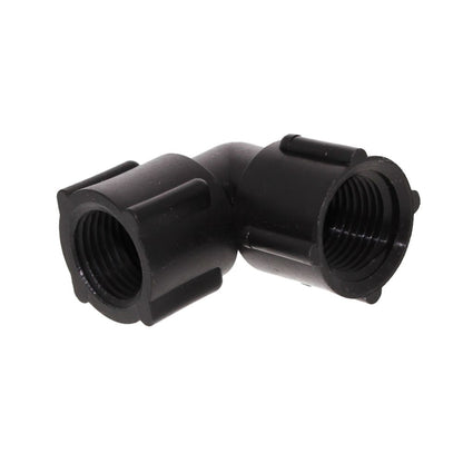 Female Elbow 1/2 FNPT x 1/2 FNPT - Black Polypropylene