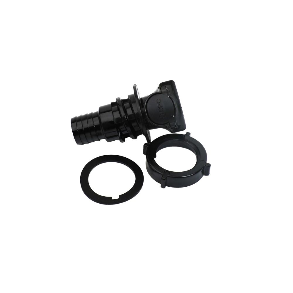 HFCD161257 Valved Panel Mount Hose Barb Coupling Body  3/4 ID Barb