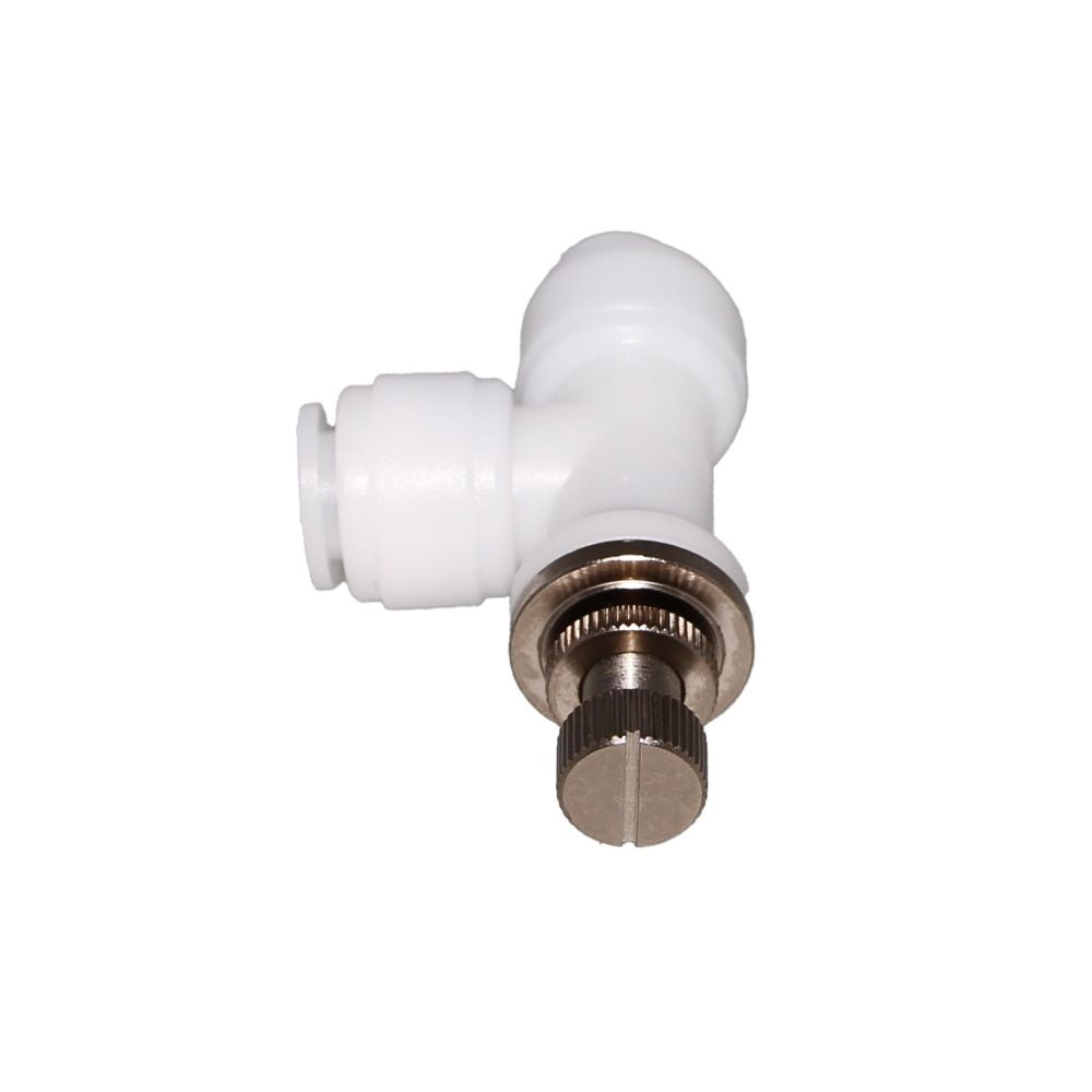 NeoFit - Acetal Natural White Flow Control Elbow Union 1/4" tube