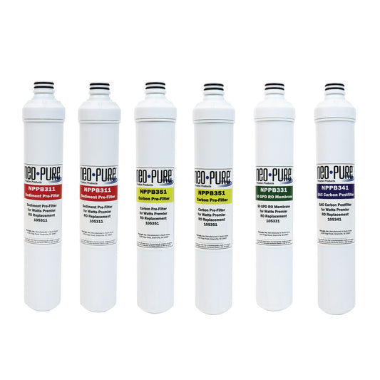 Neo-Pure RO Pure Plus VOC 6 Pack Filter Kit Replacement For Watts Premier WP531161