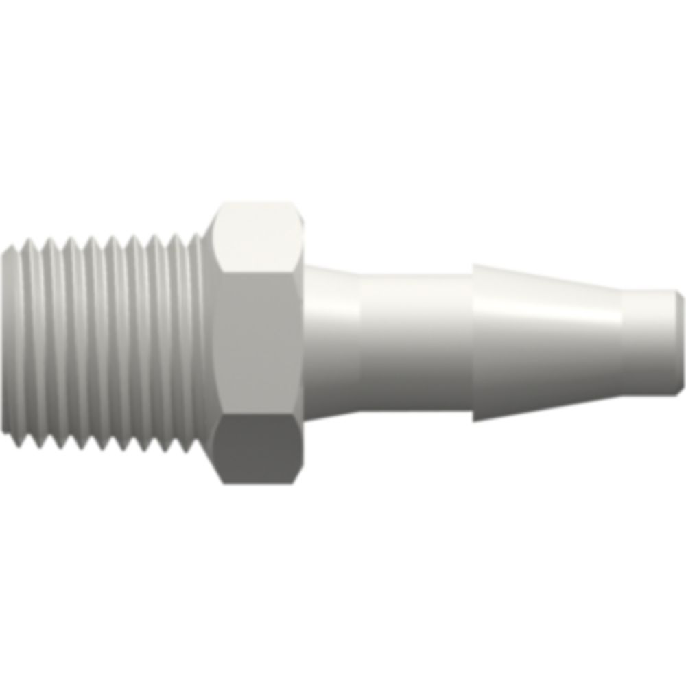 LinkTech 1/8-27 NPT Thread with 7/16" Hex to Classic Series Barb, 3/16" [4.8 mm] ID Tubing, White Nylon