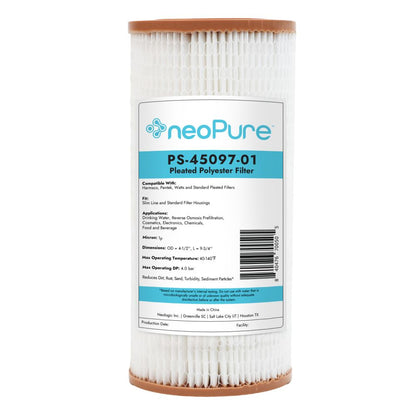 Neo-Pure PS-45097-01 9-3/4" BB High Efficiency Pleated Filter 1 micron
