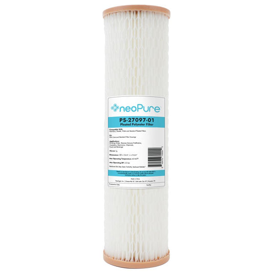 neoPure PS-27097-01 9-3/4" High Efficiency Pleated Filter 1 micron