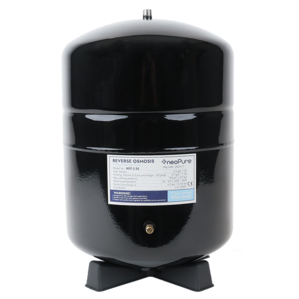 NeoPure Tank RO Storage 3.2 Gal, 9.5" dia x 13.8" h, 1/4" MNPT Black