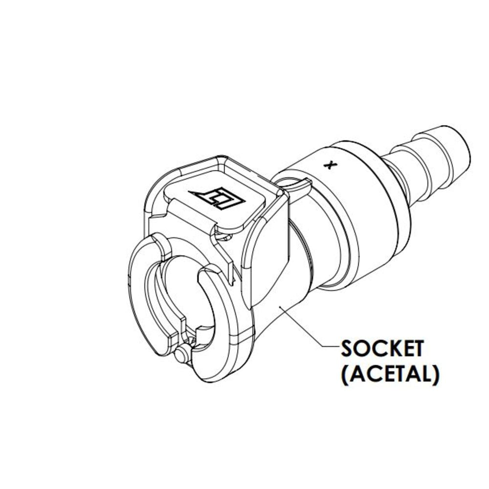 LinkTech 1/4 Hose Barb Valved In-Line Acetal Coupling Body Viton O-Ring [PLCD17004V]