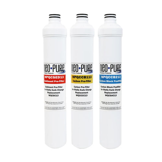 NeoPure 13" Replacement Pre & Post Filter Kit for Watts Kwik Change