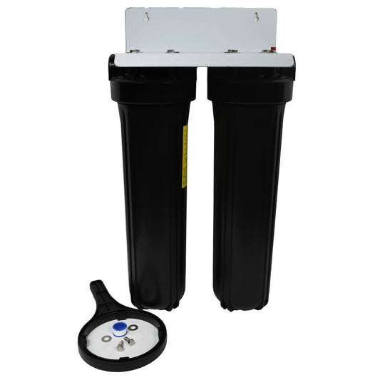 20" Big Flow Twin Series Plumbed Filter Housing DIY 3/4" FPT
