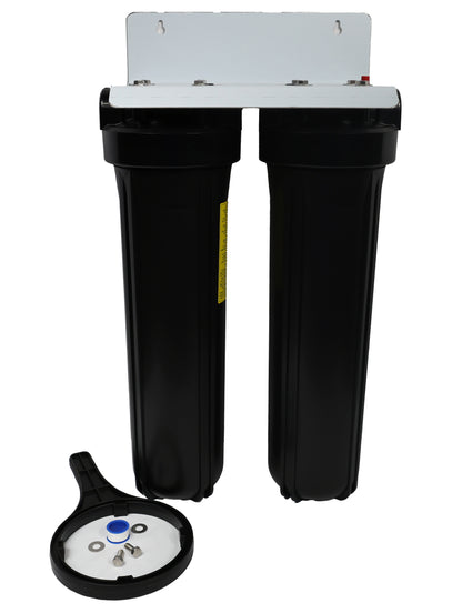 20" Big Flow Twin Series Plumbed Filter Housing DIY 1" FPT