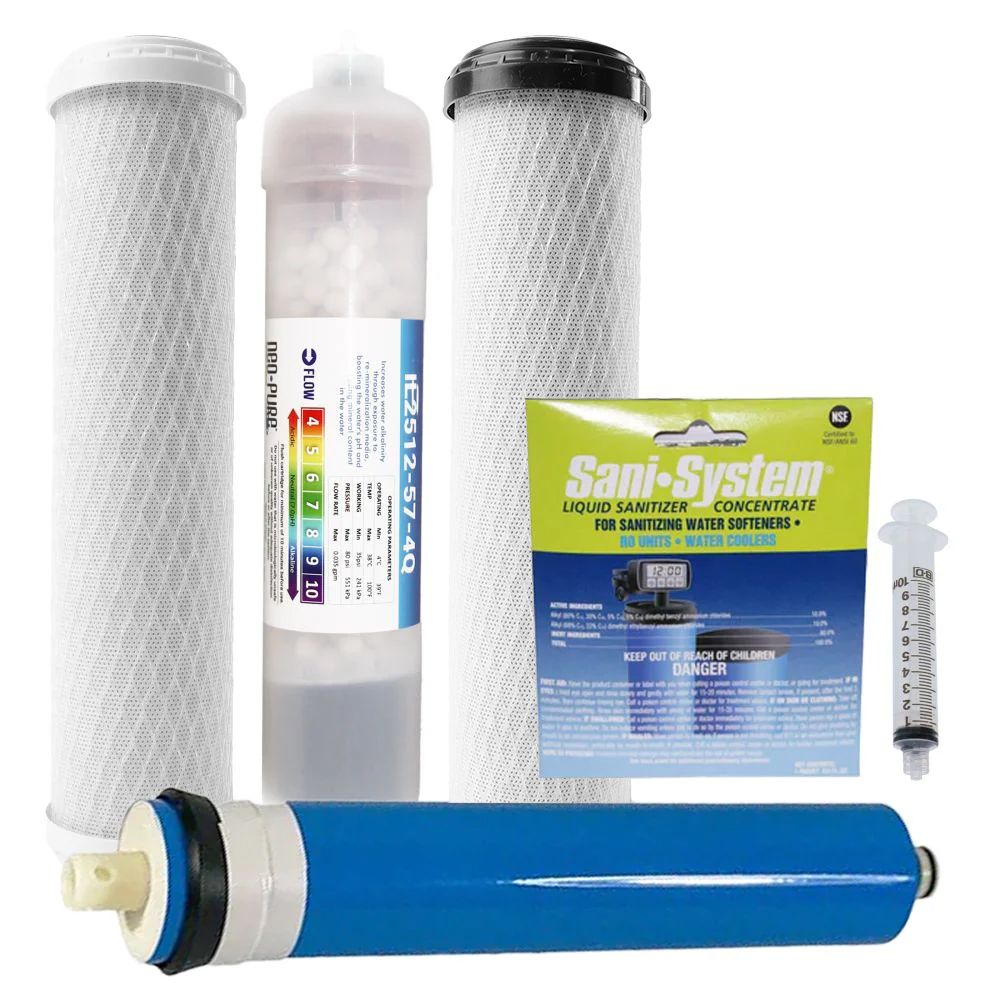 Neo-Pure Residential 4 Stage RO 12 Month Replacement Kit - 2 CTO, Inline