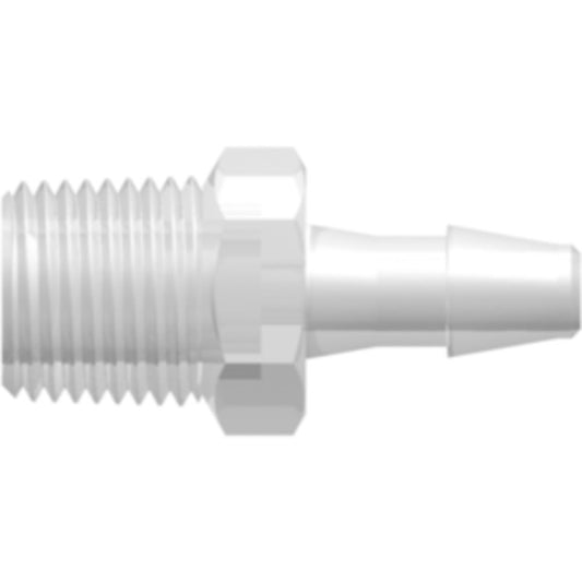LinkTech 1/8-27 NPT Thread with 7/16" Hex to 200 Series Barb, 5/32" [4.0 mm] ID Tubing, Natural Polypropylene
