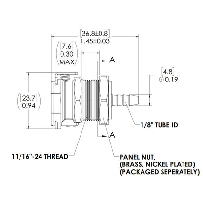LinkTech 42AB Series Panel Mt. Female, Non-valved, 1/8" HB, ABS