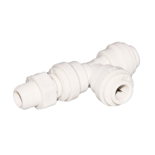 John Guest Polypropylene Swivel Male Run Tee - 1/4 x 1/8 NPTF