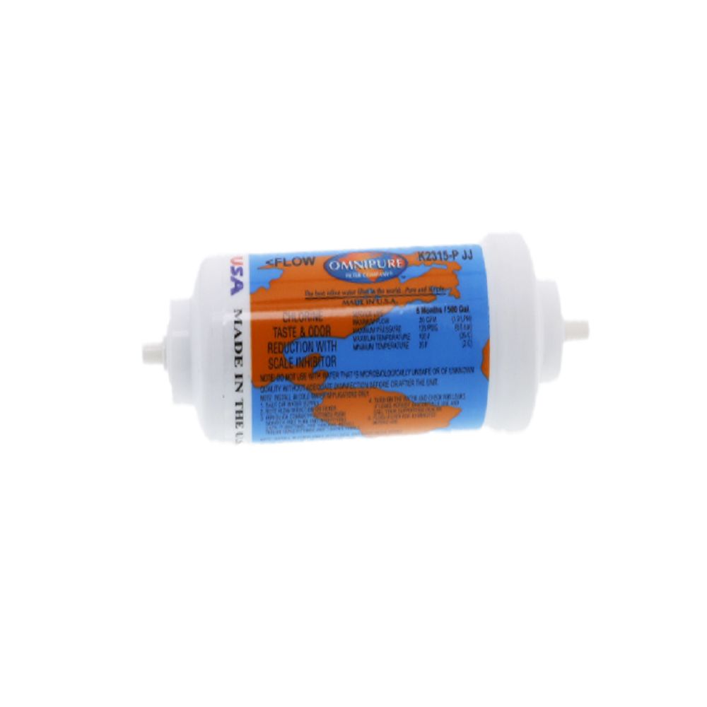 Omnipure Inline K2315-P-JJ 1 mic CTO/Lead/Cyst [w/ Scale Reduction] - 6" x 2" Filter - 1/4" Quick Connect