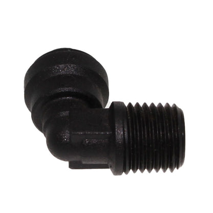 John Guest Fixed Elbow NPTF Black Polypropylene - 1/4 x 1/8 NPTF
