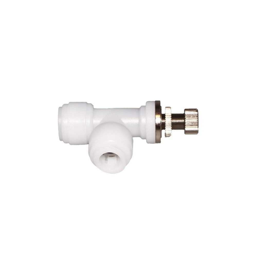 NeoFit - Acetal Natural White Flow Control Elbow Union 1/4" tube