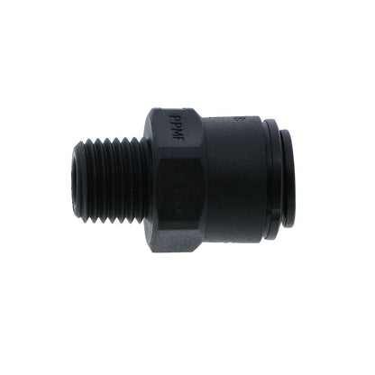 John Guest Male Connector NPTF Black Polypropylene  - 3/8 x 1/4 NPTF