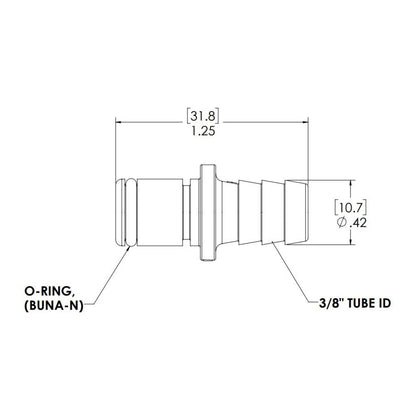 LinkTech 40AC Series Straight Male, Non-valved, 3/8" HB, Natural Acetal,