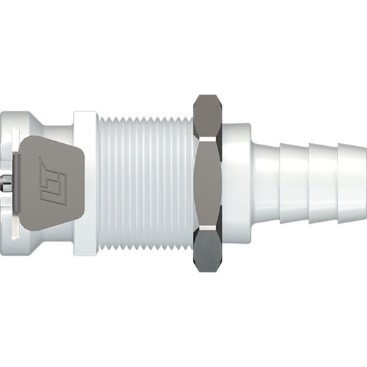 LinkTech 40AC Series Panel Mt. Female, Valved, 3/8" HB, Natural Acetal, Buna N