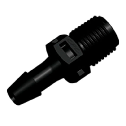 FitQuik Nylon Thread to Tube Straight Fitting - 1/8 NPT to 3/16 ID Barb - Black