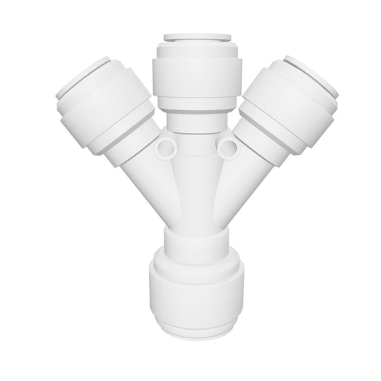 NeoFit Acetal Natural White Three Way Divider 1/2" tube x 3/8" tube
