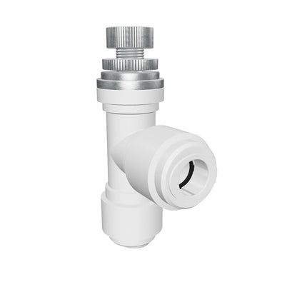 NeoFit - Acetal Natural White Flow Control Elbow Union 3/8" tube