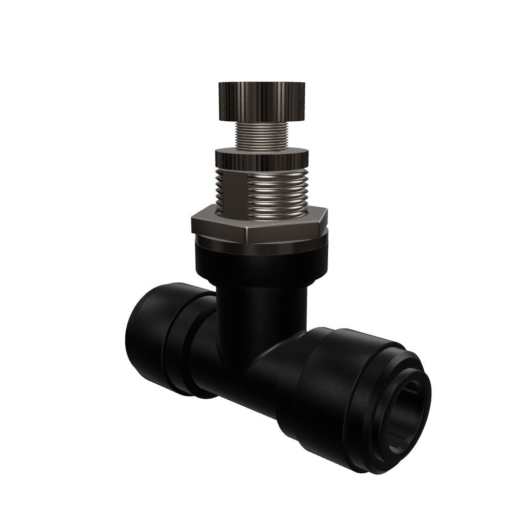 NeoFit - Acetal Black Flow Control Bulkhead 10mm tube