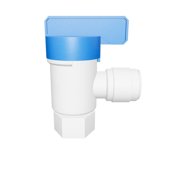 NeoFit - Acetal White Tank Valve Female Elbow 1/4" FPT x 1/2" tube