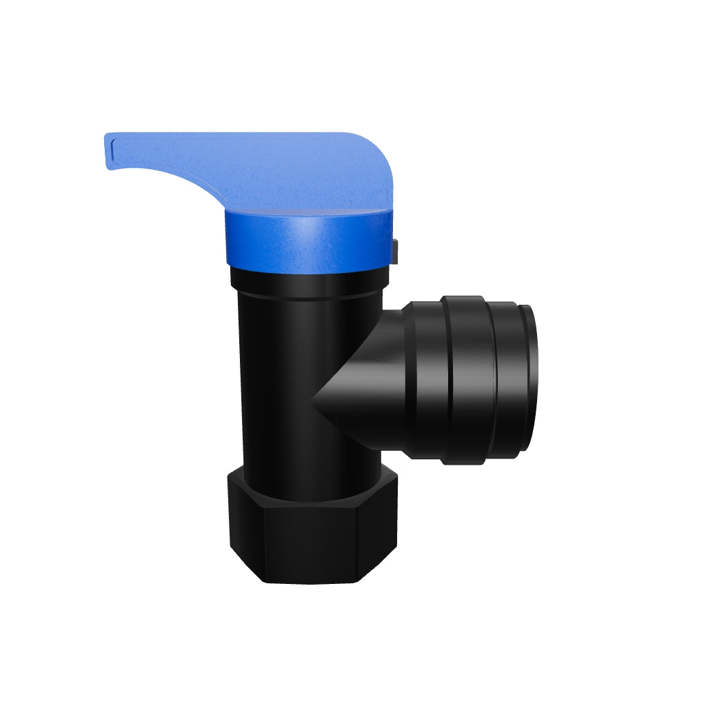 NeoFit Tank Valve Polypropylene Black Female Elbow NPTF - 3/8" x 1/4" NPTF
