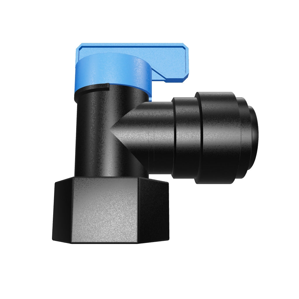 NeoFit - Acetal BlackTank Valve Female Elbow 3/4" FPT x 5/8" tube