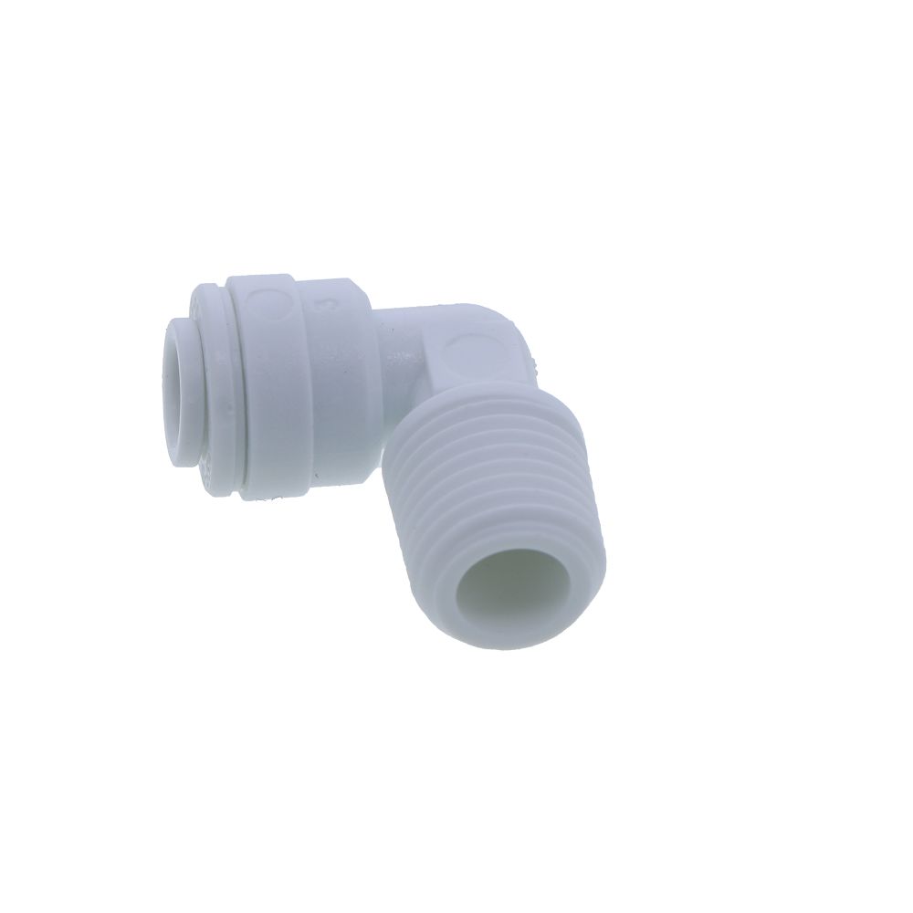John Guest 3/8" x 1/4" [NPTF] Acetal Fixed Elbow - White