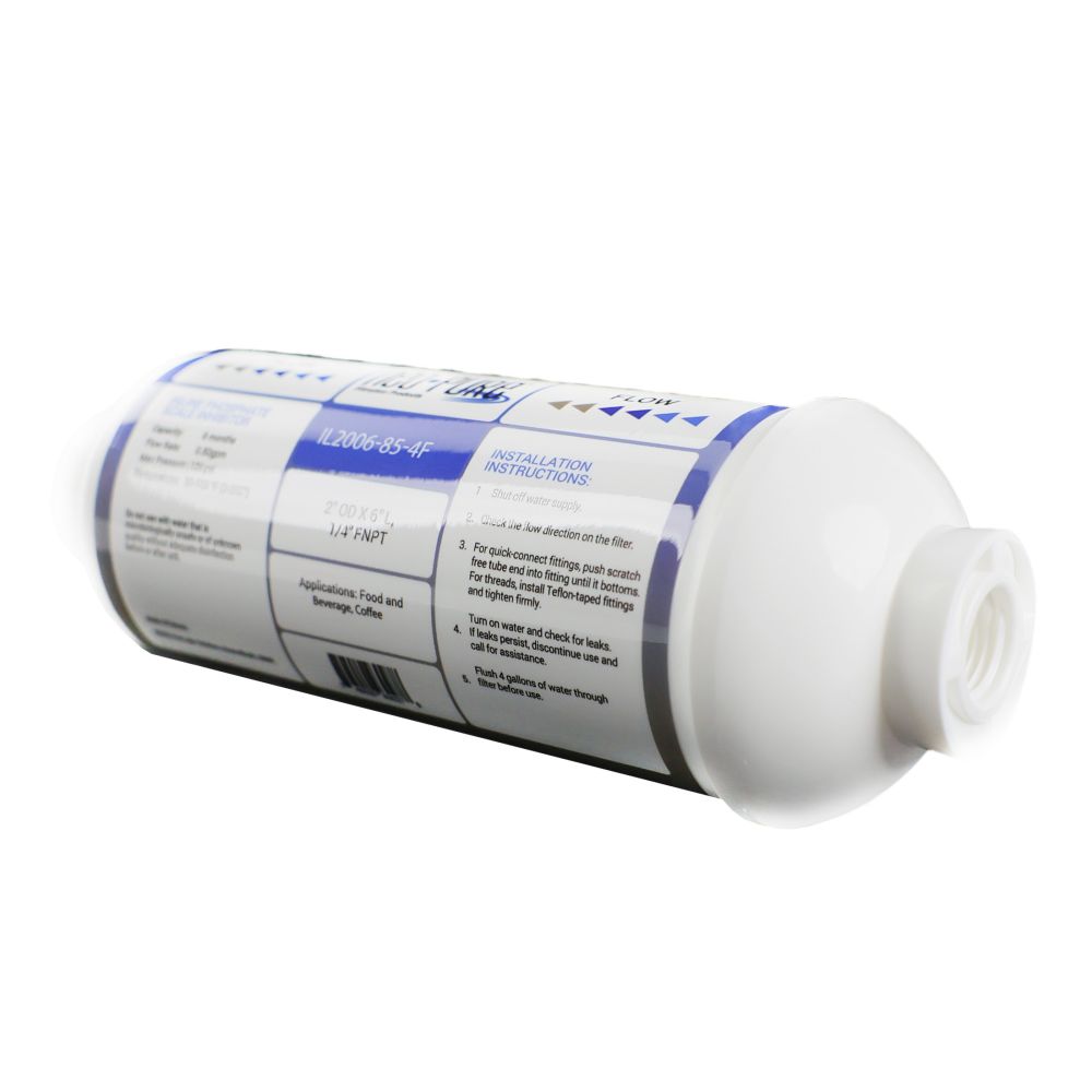 Neo-Pure Inline 2x6 Phosphate Scale Inhibitor with Sediment Pad, 1/4 FNPT Filter