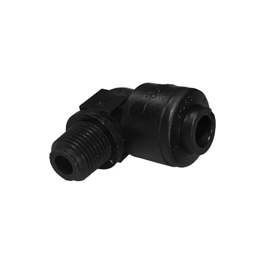 Black Kynar PVDF Male Elbow - 1/4 x 1/8 NPTF