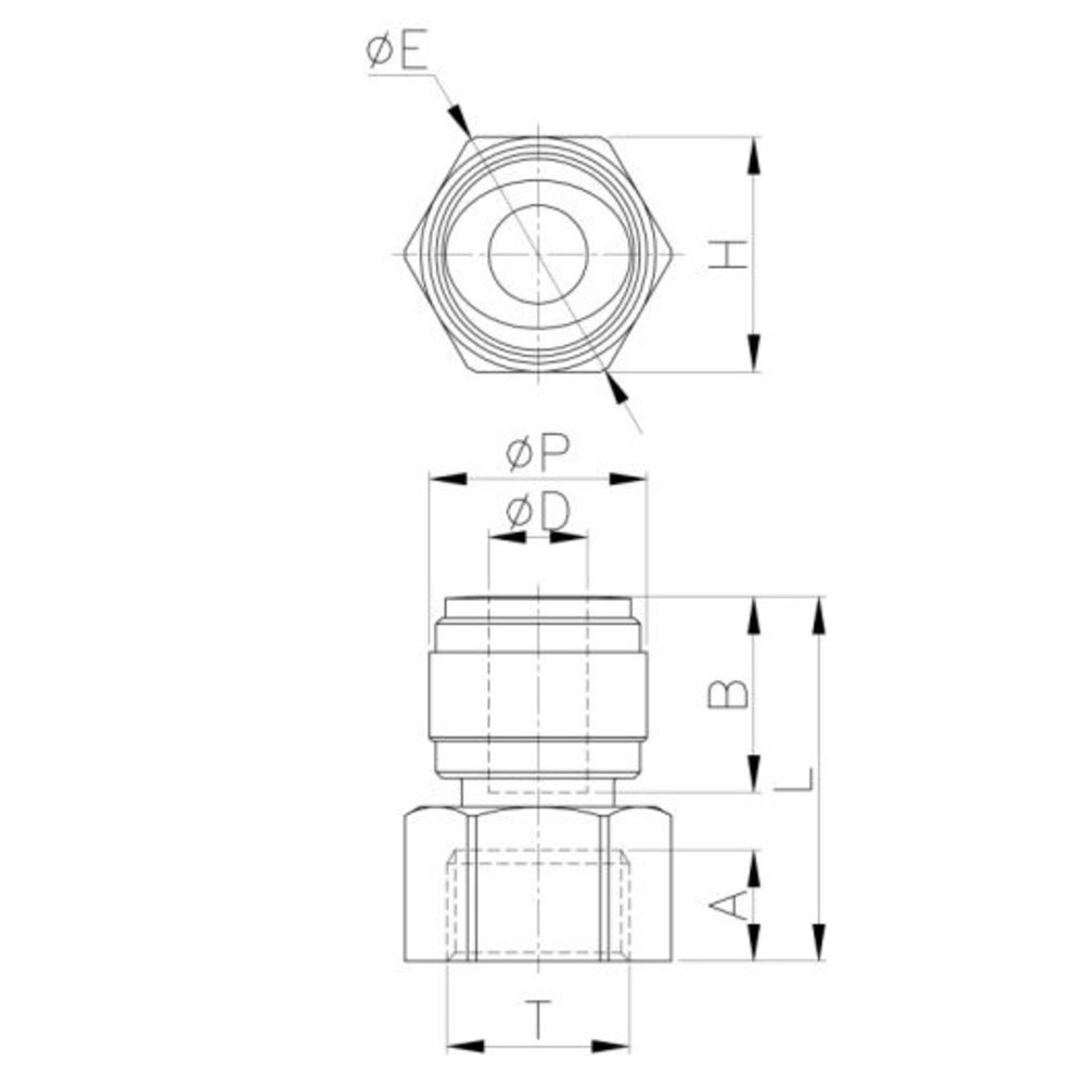 NeoFit - Acetal Black Female Adapter 8mm tube x 1/8" BSP[P] - Cone Type