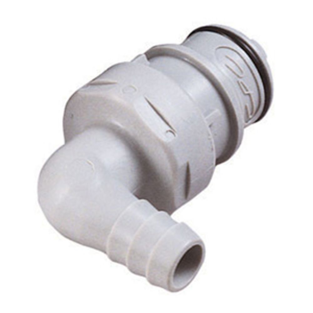 61100 NSF Valved Elbow Hose Barb Coupling Insert 3/8 ID Barb