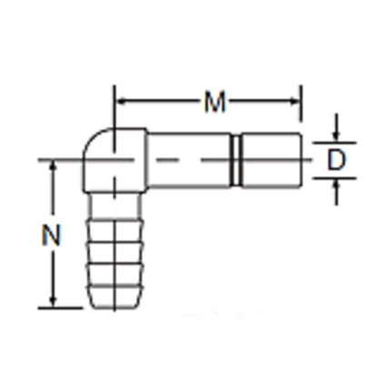 Kynar PVDF Tube Stem 90 Barb - 3/8