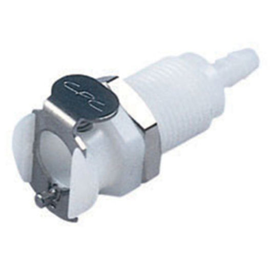 PMCD1604 Valved Panel Mount Hose Barb Coupling Body 1/4 ID Barb